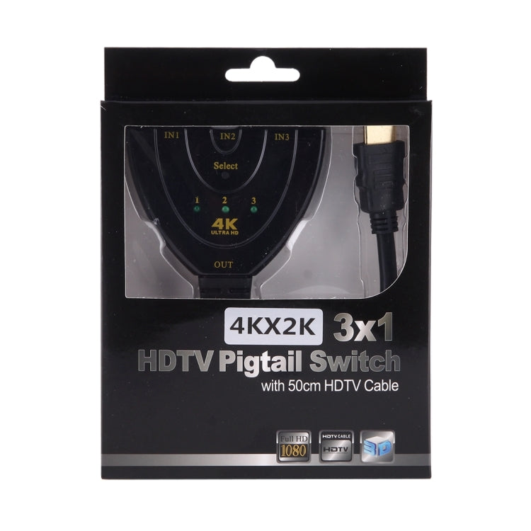 3 in 1 HDMI入力 4K x 2K HDTV ピグテールスイッチアダプター HDMIスプリッター、1 in 3