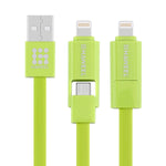 HAWEEL 1m 2イン1マイクロUSB & 8ピンからUSBデータ同期充電ケーブル、2イン1ケーブル2コネクター付き