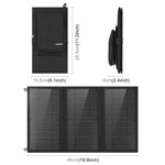 HAWEEL 18W 3パネル 折りたたみ式ソーラーパネル充電バッグ 5V / 3.1A 最大デュアルUSBポート対応 QC3.0およびAFC対応、18W 3パネル
