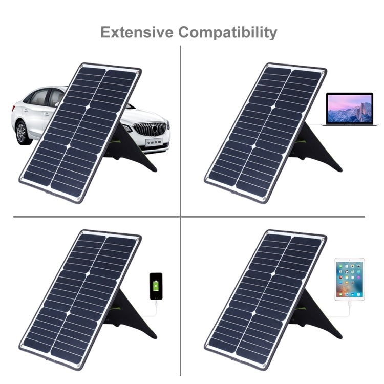 HAWEEL ポータブル 20W 単結晶シリコン ソーラーパネル充電器 USBポート＆ホルダー＆タイガークリップ付き QC3.0およびAFC対応