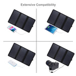 HAWEEL 21W 超薄型 3つ折り 折りたたみ式 5V / 3A ソーラーパネル充電器 デュアルUSBポート対応 QC3.0およびAFC対応、超薄型21W