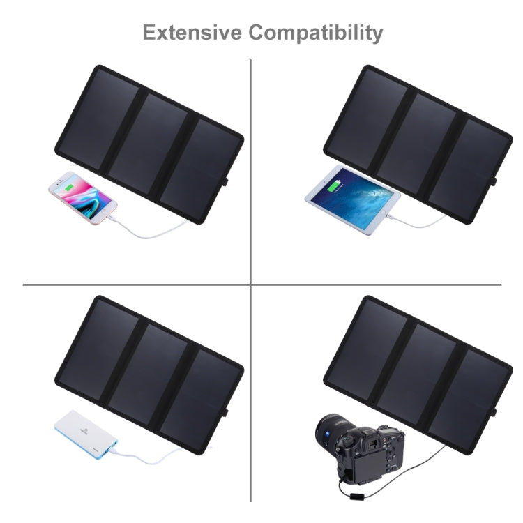 HAWEEL 21W 超薄型 3つ折り 折りたたみ式 5V / 3A ソーラーパネル充電器 デュアルUSBポート対応 QC3.0およびAFC対応、超薄型21W
