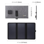 HAWEEL 21W 超薄型 3つ折り 折りたたみ式 5V / 3A ソーラーパネル充電器 デュアルUSBポート対応 QC3.0およびAFC対応、超薄型21W