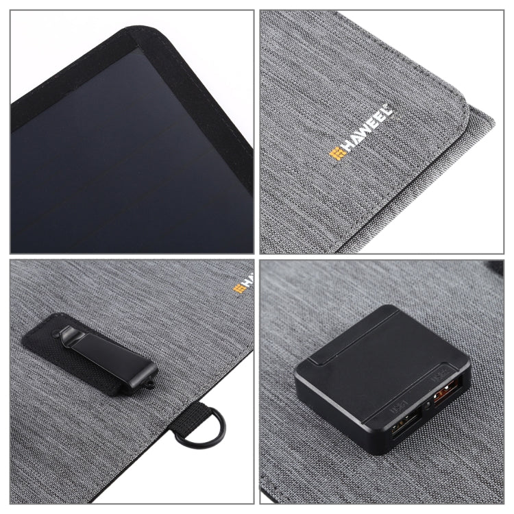 HAWEEL 21W 超薄型 3つ折り 折りたたみ式 5V / 3A ソーラーパネル充電器 デュアルUSBポート対応 QC3.0およびAFC対応、超薄型21W