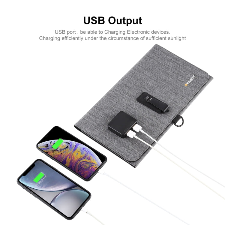 HAWEEL 21W 超薄型 3つ折り 折りたたみ式 5V / 3A ソーラーパネル充電器 デュアルUSBポート対応 QC3.0およびAFC対応、超薄型21W