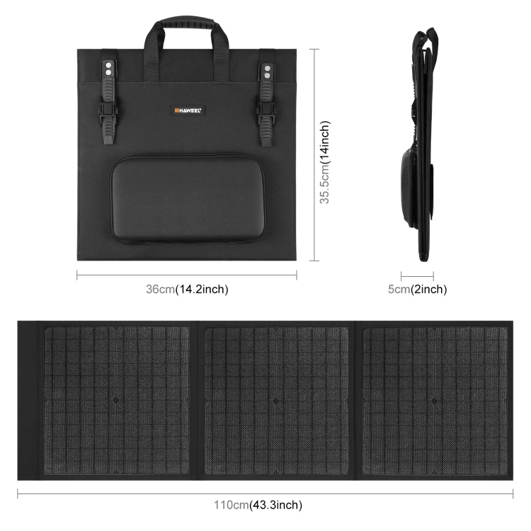 HAWEEL 60W 折りたたみ式ソーラーパネル充電器 旅行用折りたたみバッグ、60W