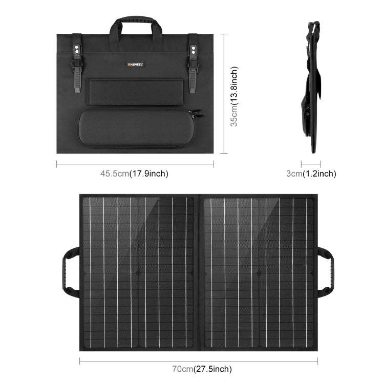 HAWEEL 50W 折りたたみ式ソーラーパネル充電器 旅行用折りたたみバッグ、50W