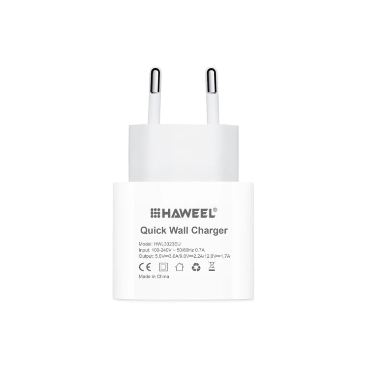 HAWEEL PD 20W シングル USB-C / Type-C インターフェース QC トラベル充電器、フルQCプロトコル対応、EUプラグ、QC充電器 EUプラグ