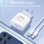 HAWEEL PD 20W シングル USB-C / Type-C インターフェース QC トラベル充電器、フルQCプロトコル対応、EUプラグ、QC充電器 EUプラグ