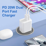 HAWEEL 20W デュアルポート急速充電アダプター、USプラグ、デュアルポート充電器 USプラグ