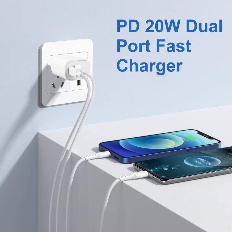 HAWEEL 20W デュアルポート急速充電アダプター、EUプラグ、デュアルポート充電器 EUプラグ