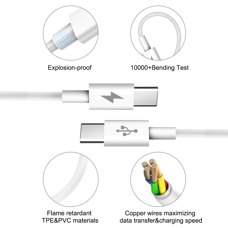 HAWEEL 25W 3A Type-C / USB-C から Type-C / USB-C PD 急速充電データケーブル、長さ：2m、Type-C から Type-C 2m