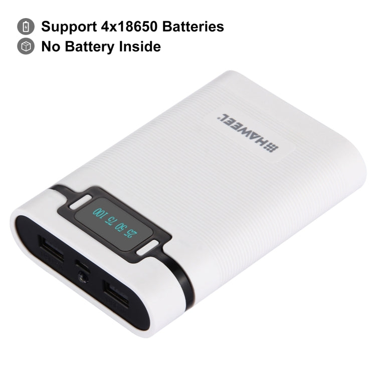 HAWEEL DIY 4 x 18650バッテリー（別売）10000mAh パワーバンクシェルボックス 2 x USB出力＆ディスプレイ付き iPhone、Galaxy、Sony、HTC、Google、Huawei、Xiaomi、Lenovo他スマートフォン対応、DIY 4 x 18650 10000mAh バッテリー（US）