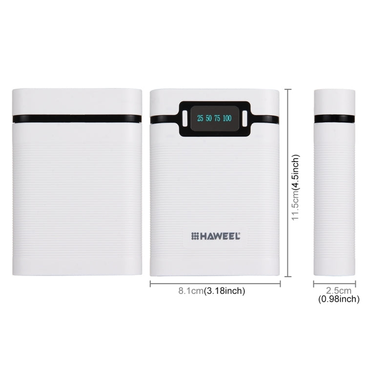 HAWEEL DIY 4 x 18650バッテリー（別売）10000mAh パワーバンクシェルボックス 2 x USB出力＆ディスプレイ付き iPhone、Galaxy、Sony、HTC、Google、Huawei、Xiaomi、Lenovo他スマートフォン対応、DIY 4 x 18650 10000mAh バッテリー（US）
