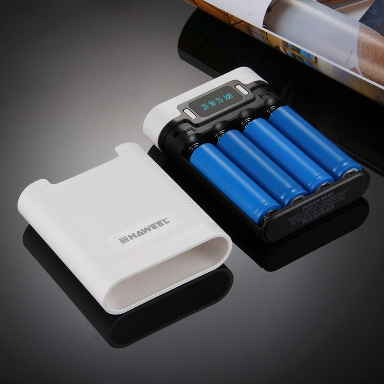 HAWEEL DIY 4 x 18650バッテリー（別売）10000mAh パワーバンクシェルボックス 2 x USB出力＆ディスプレイ付き iPhone、Galaxy、Sony、HTC、Google、Huawei、Xiaomi、Lenovo他スマートフォン対応、DIY 4 x 18650 10000mAh バッテリー（US）