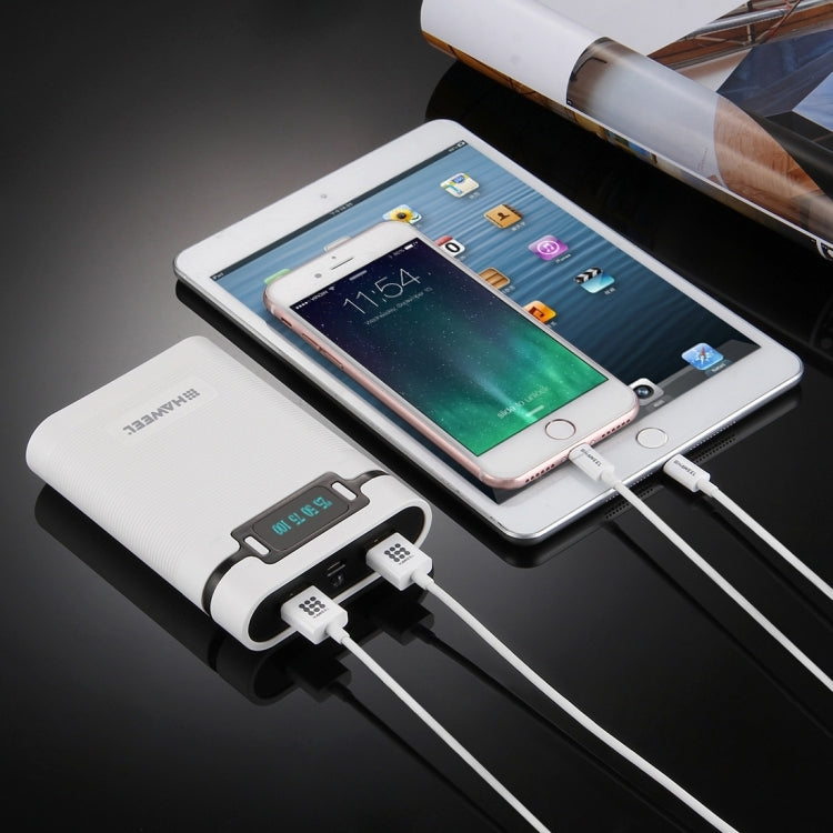 HAWEEL DIY 4 x 18650バッテリー（別売）10000mAh パワーバンクシェルボックス 2 x USB出力＆ディスプレイ付き iPhone、Galaxy、Sony、HTC、Google、Huawei、Xiaomi、Lenovo他スマートフォン対応、DIY 4 x 18650 10000mAh バッテリー（US）