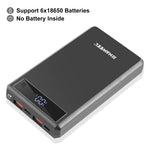 HAWEEL DIY 6 x 18650バッテリー 24W急速充電パワーバンクボックスケース ディスプレイ付き、バッテリー別売、6 x 18650バッテリー
