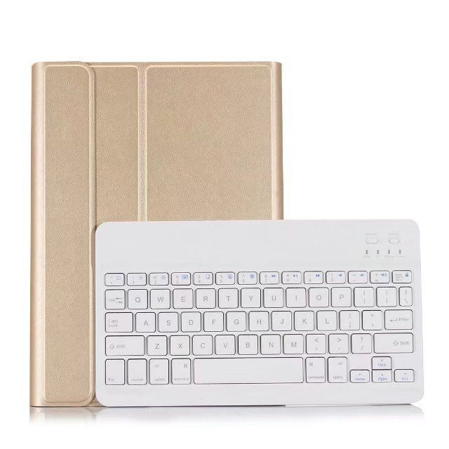 着脱式 Bluetooth キーボード + 横開きレザー タブレットケース ホルダー付き iPad Pro 9.7インチ、iPad Air、iPad Air 2、iPad 9.7インチ (2017)、iPad 9.7インチ (2018) 用、A07 ブラック、A07 ゴールド、A07 ブルー、A07 ローズゴールド