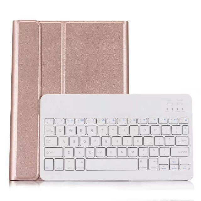 着脱式 Bluetooth キーボード + 横開きレザー タブレットケース ホルダー付き iPad Pro 9.7インチ、iPad Air、iPad Air 2、iPad 9.7インチ (2017)、iPad 9.7インチ (2018) 用、A07 ブラック、A07 ゴールド、A07 ブルー、A07 ローズゴールド