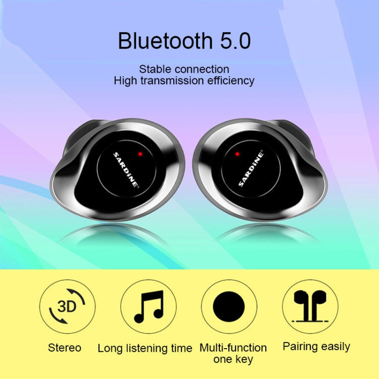 SARDiNE F8 TWS Bluetooth V5.0 ワイヤレスステレオイヤホン 充電ケース付き