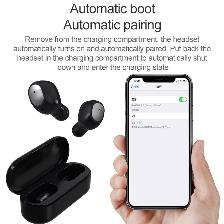 Q2 TWS Bluetooth 5.0 両耳ステレオ ワイヤレススポーツ Bluetooth イヤホン