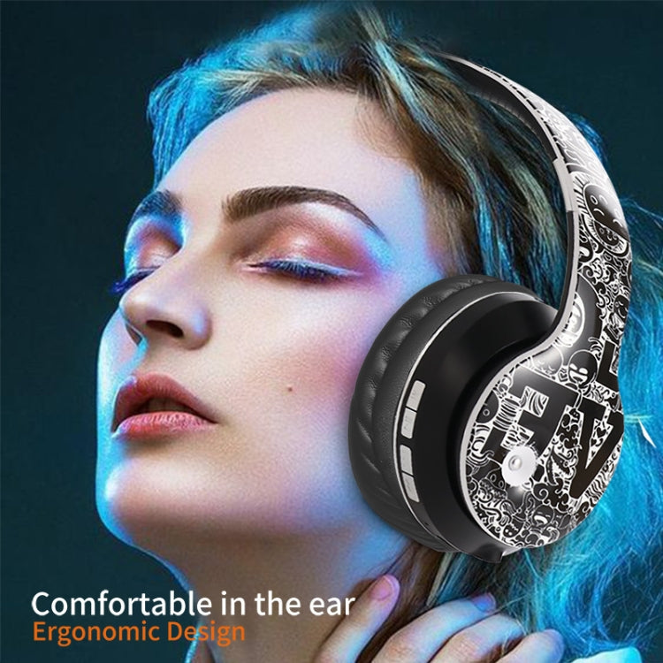 B1 グラフィティパターンワイヤレスBluetooth V5.0ヘッドセット