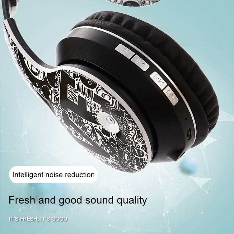 B1 グラフィティパターンワイヤレスBluetooth V5.0ヘッドセット