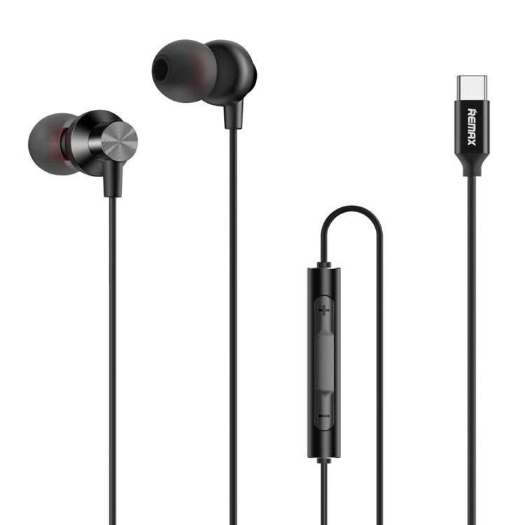 REMAX RM-560 Type-C インイヤーステレオメタル音楽イヤホン、ワイヤーコントロール＋マイク付き、ハンズフリー対応、サムスン電話非対応