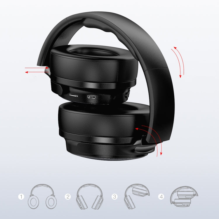 awei A780BL Bluetooth 5.0 折りたたみ式バス ワイヤレス Bluetooth ヘッドホン 3.5mm AUXジャック付き、A780BL