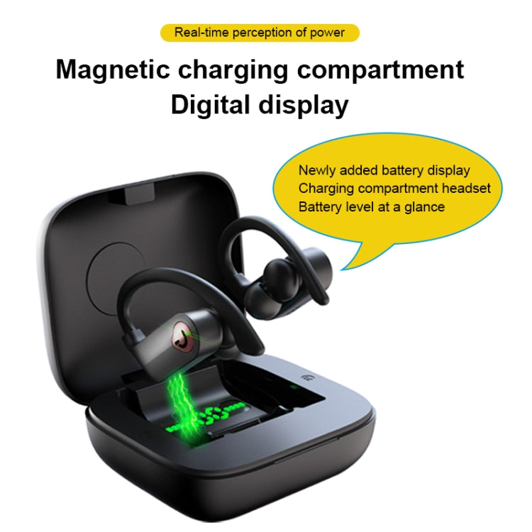 Q83 ワイヤレス耳掛けスポーツ Bluetoothイヤホン 充電ボックス付き、3画面LED電源表示 & モバイルバッテリー対応、Q83