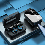 M9 Bluetooth 5.1 TWS ミラー デジタルディスプレイ ワイヤレス Bluetooth イヤホン 充電ボックス付き フラッシュライト搭載、タッチ操作対応 & Siri & バッテリー表示、M9（ブラック）