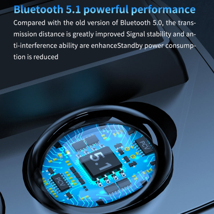 M9 Bluetooth 5.1 TWS ミラー デジタルディスプレイ ワイヤレス Bluetooth イヤホン 充電ボックス付き フラッシュライト搭載、タッチ操作対応 & Siri & バッテリー表示、M9（ブラック）