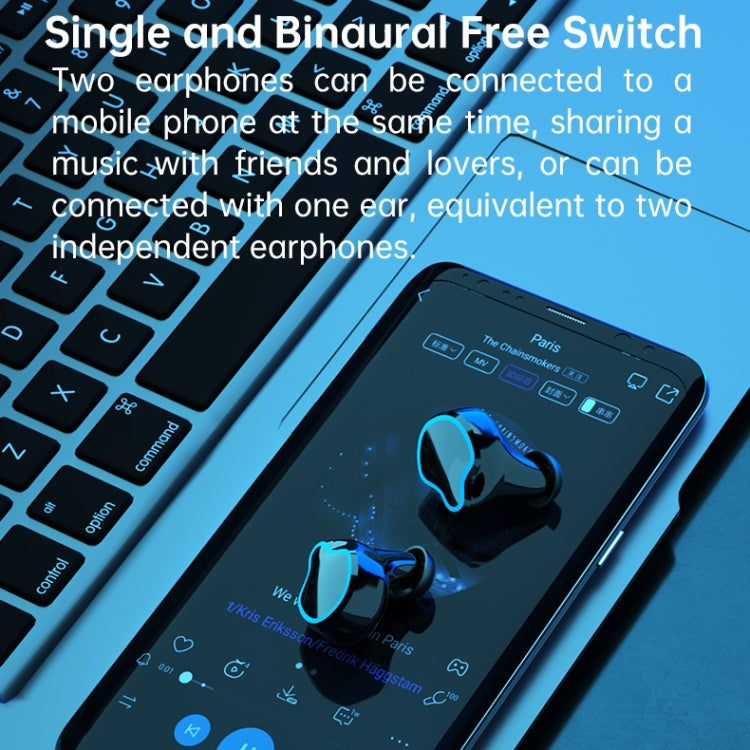 M9 Bluetooth 5.1 TWS ミラー デジタルディスプレイ ワイヤレス Bluetooth イヤホン 充電ボックス付き フラッシュライト搭載、タッチ操作対応 & Siri & バッテリー表示、M9（ブラック）