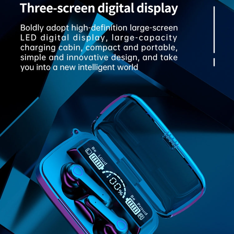 M19 Bluetooth 5.1 TWS デジタルディスプレイ ワイヤレス Bluetooth イヤホン 充電ボックス付き、タッチ操作対応 & Siri & バッテリー表示