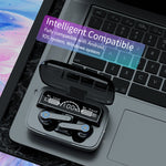 M19 Bluetooth 5.1 TWS デジタルディスプレイ ワイヤレス Bluetooth イヤホン 充電ボックス付き、タッチ操作対応 & Siri & バッテリー表示