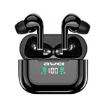 awei T29P Bluetooth V5.0 LED デジタルディスプレイ 真のワイヤレス スポーツ IPX4 防水 TWS ヘッドセット 充電ケース付き