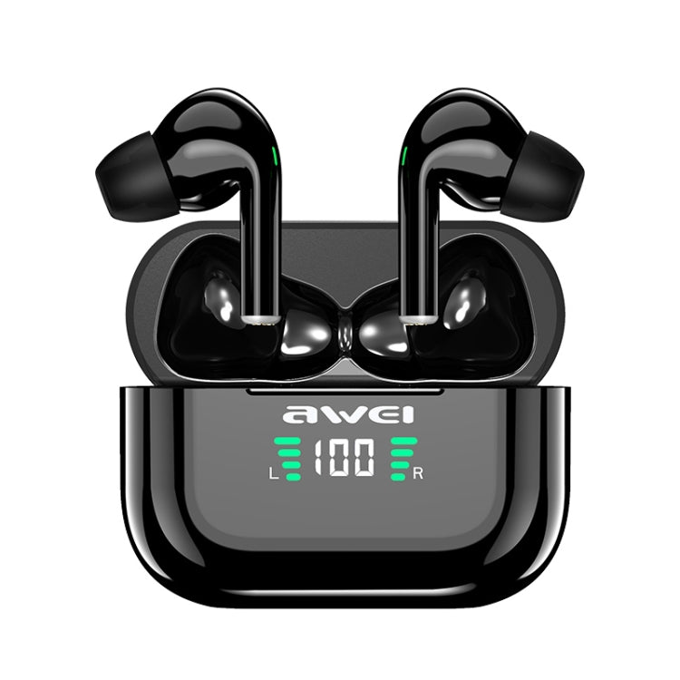 awei T29P Bluetooth V5.0 LED デジタルディスプレイ 真のワイヤレス スポーツ IPX4 防水 TWS ヘッドセット 充電ケース付き