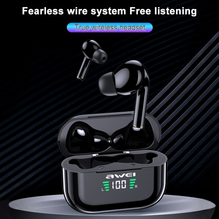 awei T29P Bluetooth V5.0 LED デジタルディスプレイ 真のワイヤレス スポーツ IPX4 防水 TWS ヘッドセット 充電ケース付き