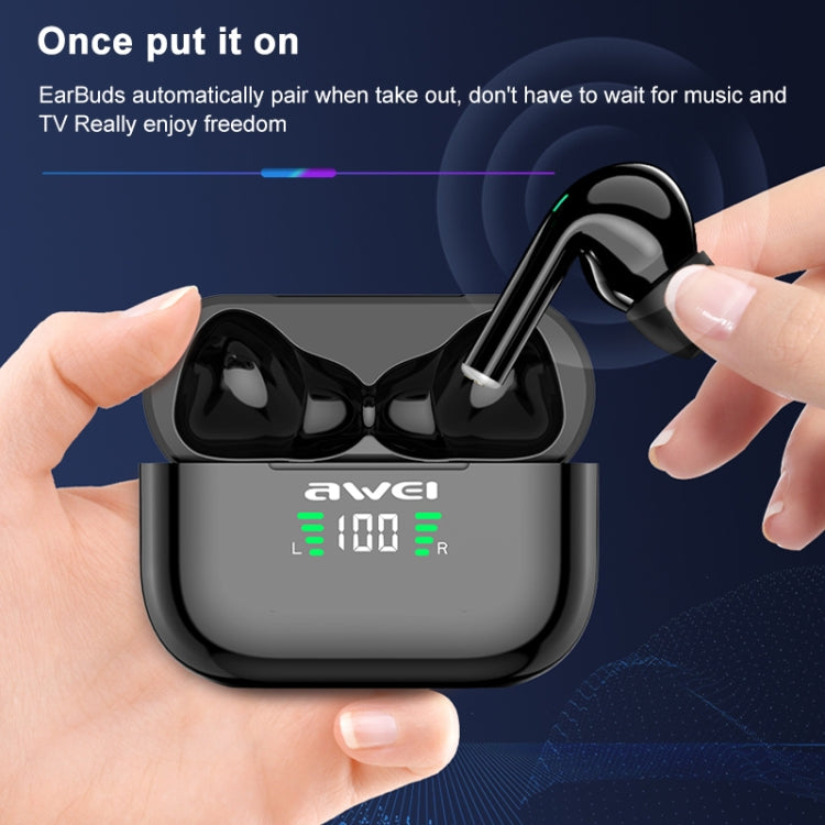 awei T29P Bluetooth V5.0 LED デジタルディスプレイ 真のワイヤレス スポーツ IPX4 防水 TWS ヘッドセット 充電ケース付き