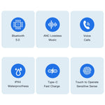 awei TA1 Bluetooth V5.0 真のワイヤレス スポーツ ANC ノイズキャンセリング IPX4 防水 TWS ヘッドセット 充電ケース付き