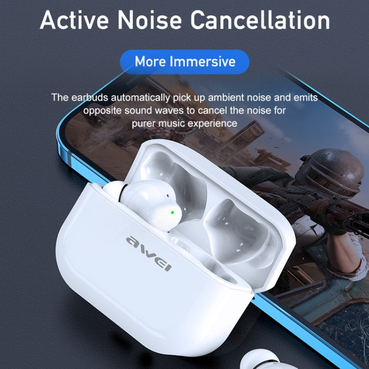 awei TA1 Bluetooth V5.0 真のワイヤレス スポーツ ANC ノイズキャンセリング IPX4 防水 TWS ヘッドセット 充電ケース付き