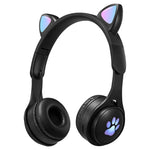 B30 猫の手 猫耳 カラフル発光 折りたたみBluetoothヘッドセット 3.5mmジャック＆TFカードスロット付き