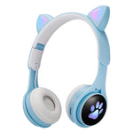 B30 猫の手 猫耳 カラフル発光 折りたたみBluetoothヘッドセット 3.5mmジャック＆TFカードスロット付き