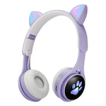 B30 猫の手 猫耳 カラフル発光 折りたたみBluetoothヘッドセット 3.5mmジャック＆TFカードスロット付き