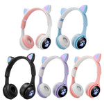 B30 猫の手 猫耳 カラフル発光 折りたたみBluetoothヘッドセット 3.5mmジャック＆TFカードスロット付き