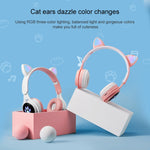 B30 猫の手 猫耳 カラフル発光 折りたたみBluetoothヘッドセット 3.5mmジャック＆TFカードスロット付き