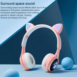 B30 猫の手 猫耳 カラフル発光 折りたたみBluetoothヘッドセット 3.5mmジャック＆TFカードスロット付き