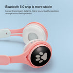 B30 猫の手 猫耳 カラフル発光 折りたたみBluetoothヘッドセット 3.5mmジャック＆TFカードスロット付き