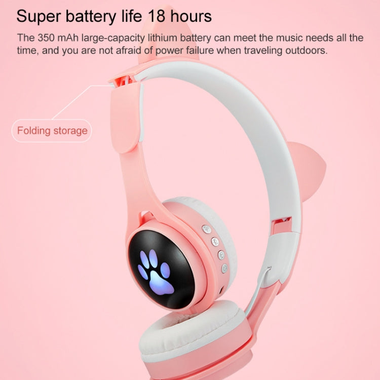 B30 猫の手 猫耳 カラフル発光 折りたたみBluetoothヘッドセット 3.5mmジャック＆TFカードスロット付き