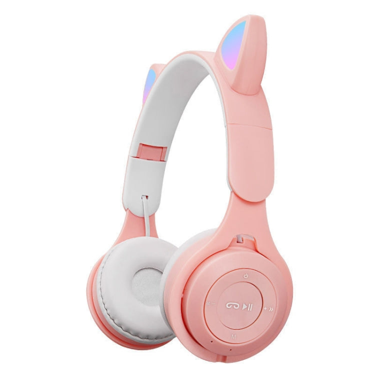 M6 発光猫耳 ツートーン折りたたみBluetoothヘッドセット 3.5mmジャック＆TFカードスロット付き, ツートーンピンク, ツートーンブルー, ツートーンパープル, ツートーンホワイト
